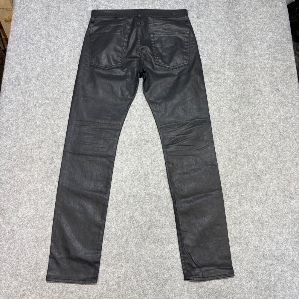 7 For All Mankind Paxtyn Black Coated Skinny Jeans Mens 32 Luxe Performance